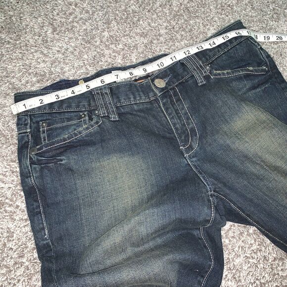 Mossimo‎ Size 9 Women's Bootcut Dark Wash Green Denim Jean Premium Denim Long - Picture 6 of 9